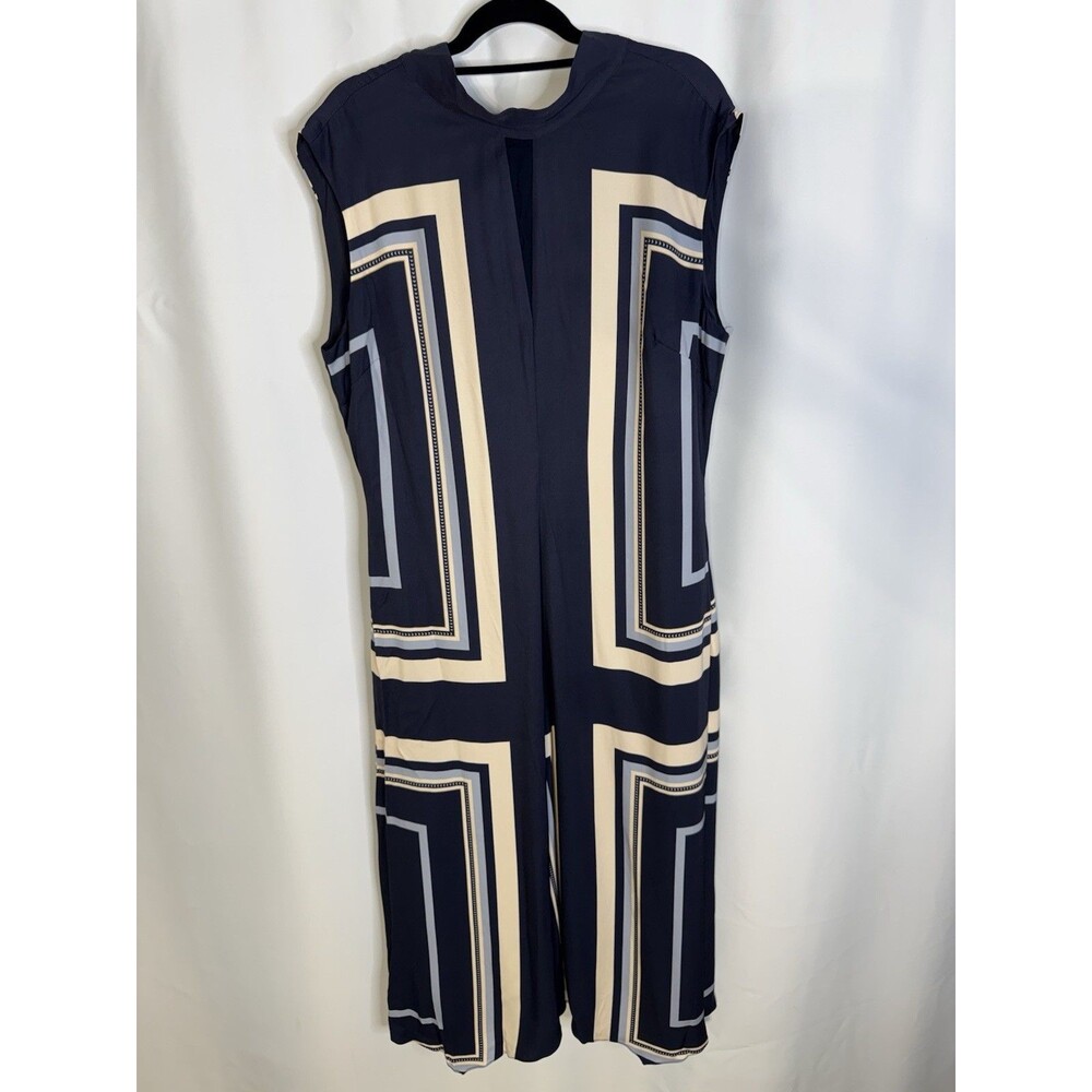 REISS Lissy Placement Print Midi Dress Navy Women’s Size 12 NWT $430